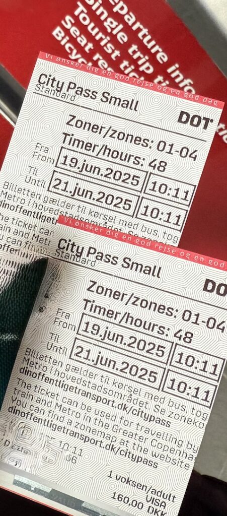 コペンハーゲンの市内の電車・バス・フェリーに乗れる乗車券48時間。City Pass Small 48 hours